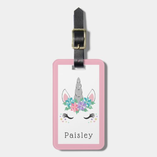 Floral Unicorn _ Add Your Name Luggage Tag