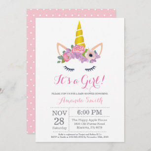 Floral Unicorn Baby Shower Invitation