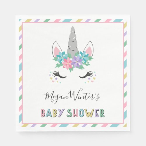 Floral Unicorn Baby Shower Napkins