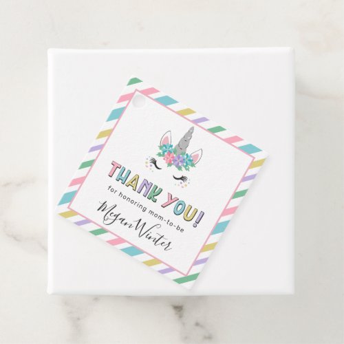 Floral Unicorn Baby Shower Thank You Favor Tags