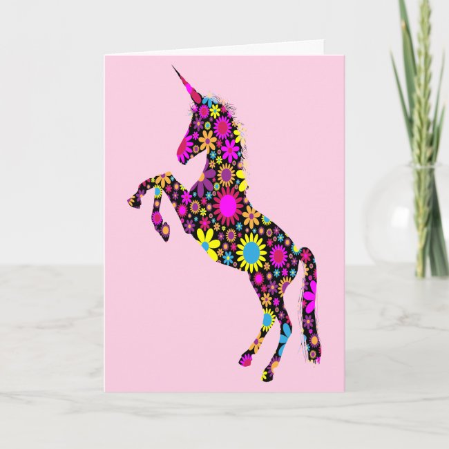 Floral Unicorn Birthday Card
