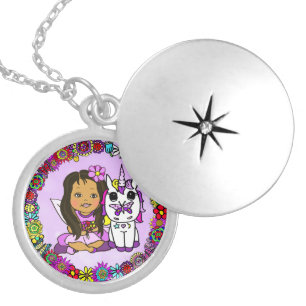 Floral Unicorn, Butterfly and Fairy Locket Necklace