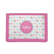 Floral Unicorn Face Personalized Monogram Girls Trifold Wallet Floral Unicorn Face Personalized Monogram Girls Trifold Wallet