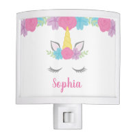 Floral Unicorn Face Personalized Night Light