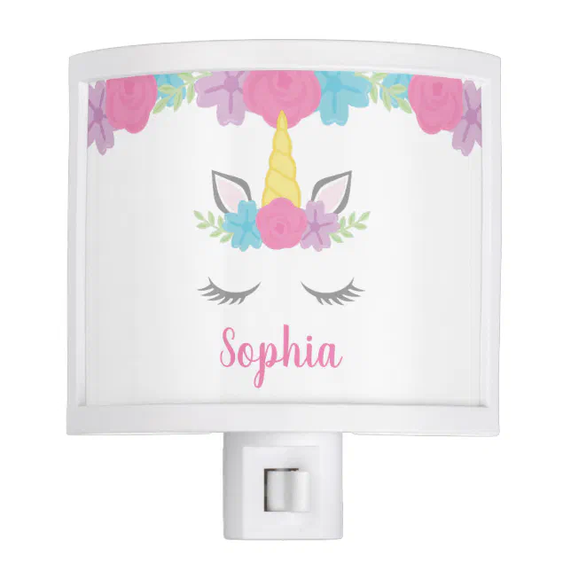 Floral Unicorn Face Personalized Night Light 