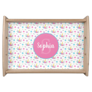 Floral Unicorn Face Personalized Serving Tray