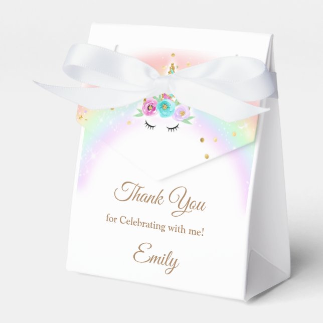 Floral unicorn favor bags boxes (Front Side)