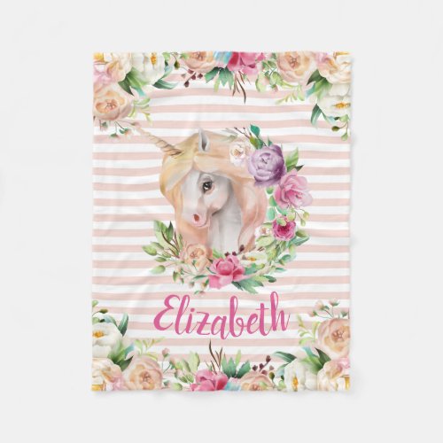 Floral Unicorn Girls Blanket