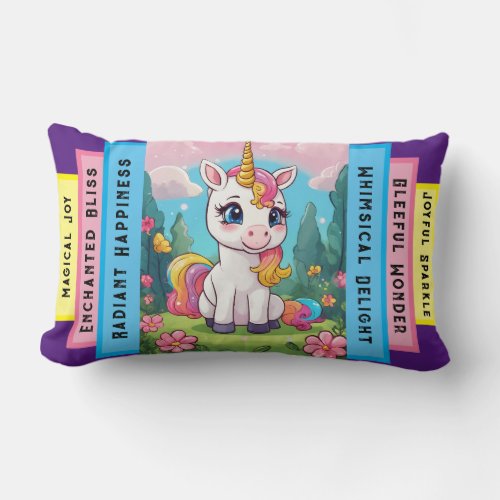 Floral Unicorn Joy Inspiring Art Lumbar Pillow
