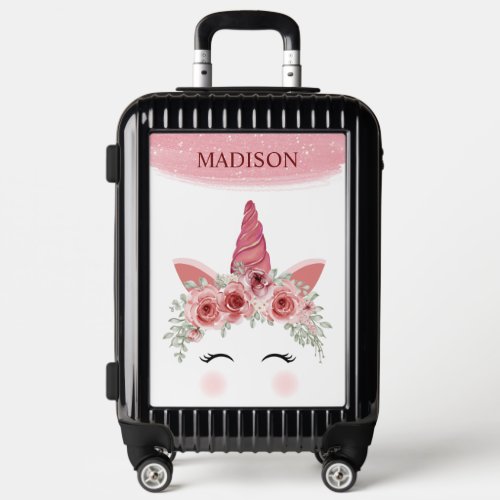 Floral Unicorn  Luggage