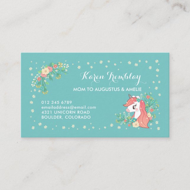 Floral Unicorn Mommy Card (Front)