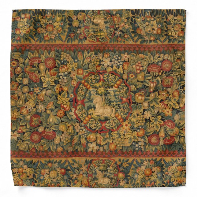 Floral Unicorn Motif Bandana (Front)