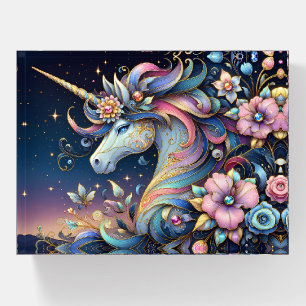 Floral Unicorn Night Fantasy Paperweight
