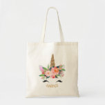 Floral Unicorn Personalized Tote Bag