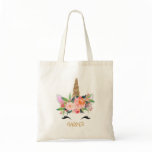 Floral Unicorn Personalized Tote Bag Floral Unicorn Personalized Tote Bag