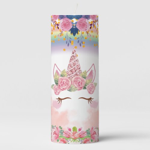 FloralUnicorn Pillar Candle