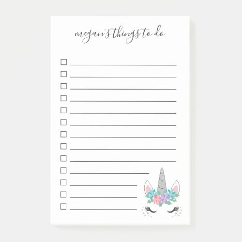 Floral Unicorn Practical Checkbox Things To Do Post_it Notes