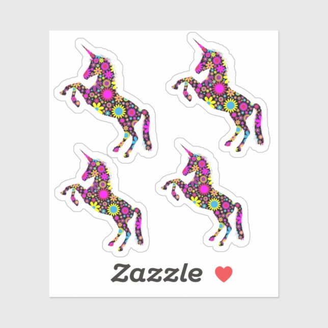 Floral Unicorn Sticker (Sheet)