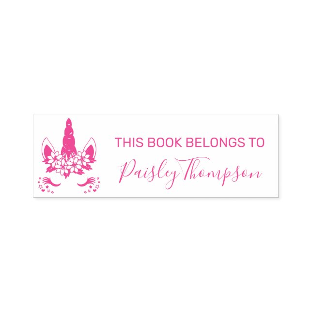 Floral Unicorn - This Book Belongs To Self-inking Stamp (Design)