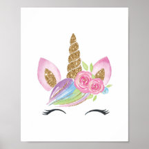 Floral Unicorn Watercolor Nursery Wall Decor Girl