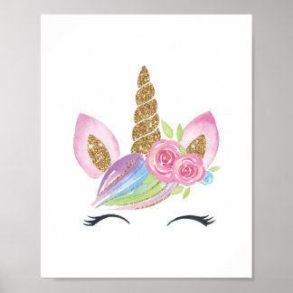 Floral Unicorn Watercolor Nursery Wall Decor Girl