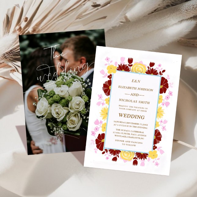 floral unique colorful photo wedding invitation  (Creator Uploaded)