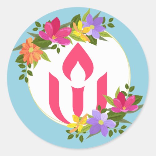 Floral Unitarian Universalist chalice Classic Round Sticker