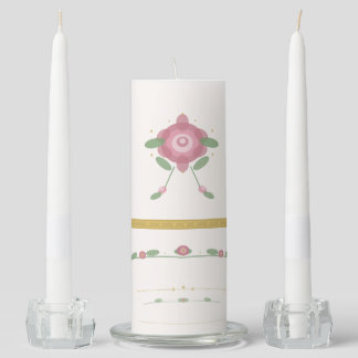 Floral Unity Candle Set | Elegant Rose Gold Weddin
