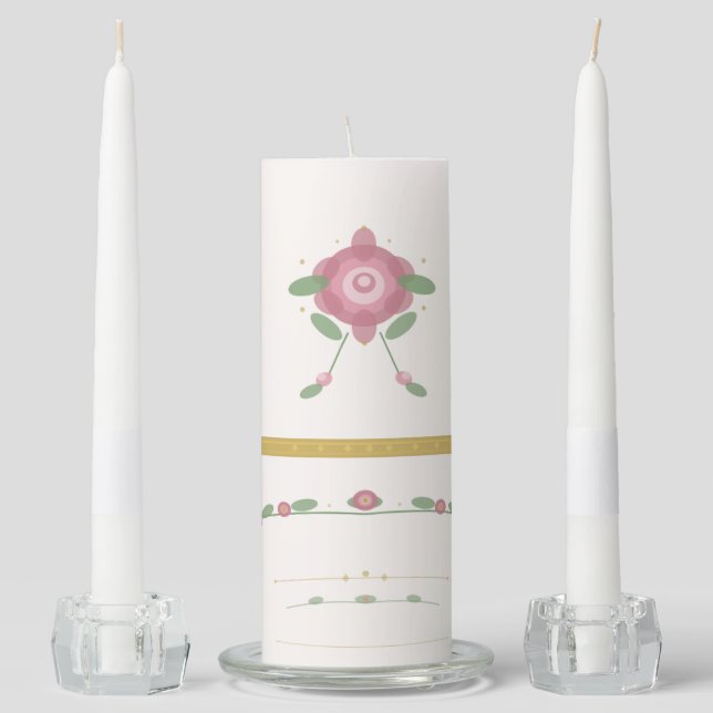 Floral Unity Candle Set | Elegant Rose Gold Weddin (Front)