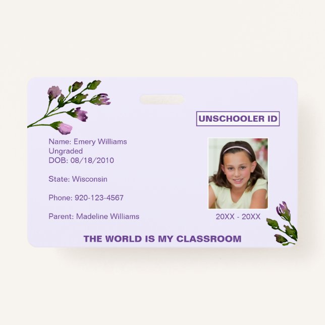 Floral Unschooling Homeschooling Badge (Front)