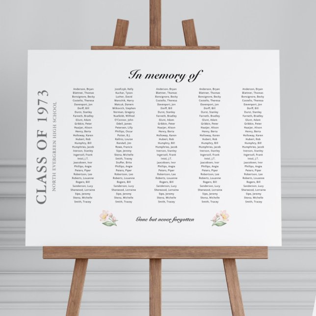 Floral Up to 150 Names Class Reunion Memorial  Foam Board (Creator Uploaded)