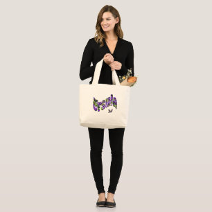 Floral Ursula Name, Large Tote Bag