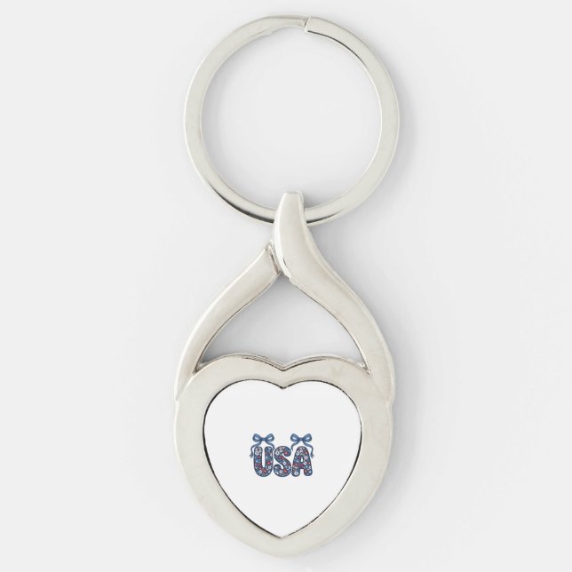 Floral USA Bow Patriotic Vector Design_1 Keychain (Front)