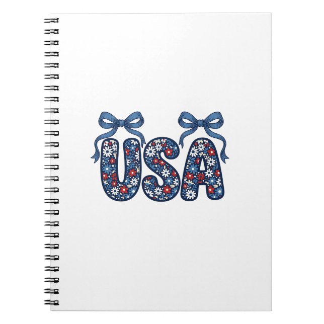 Floral USA Bow Patriotic Vector Design_1 Notebook (Front)