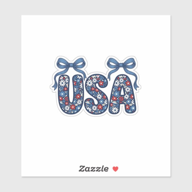 Floral USA Bow Patriotic Vector Design_1 Sticker (Sheet)