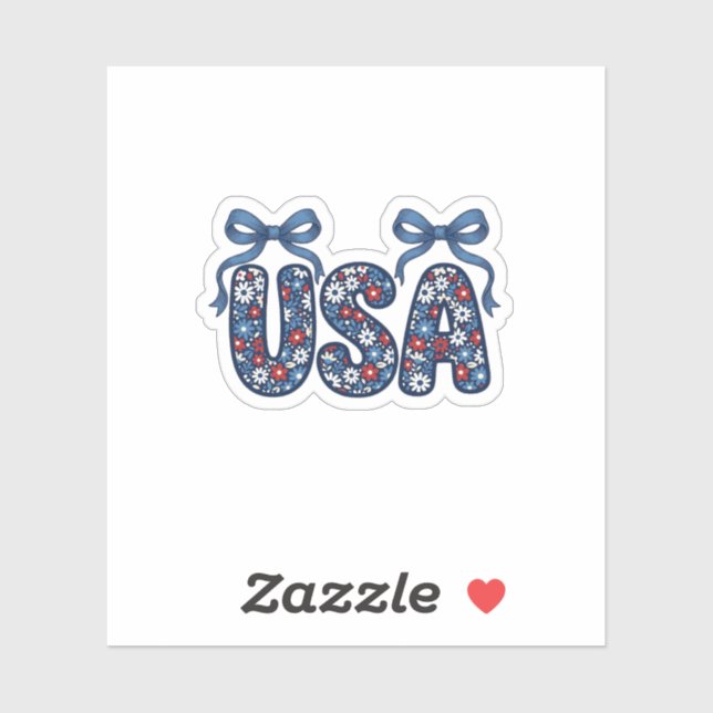 Floral USA Bow Patriotic Vector Design_1 Sticker (Sheet)