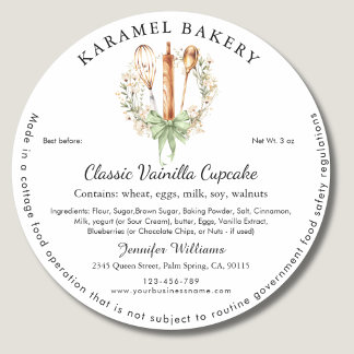 Floral Utensils Cottage Law Food Label Packaging