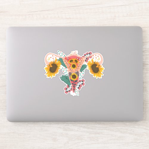 Floral Uterus Anatomy Sticker Flower Feminist  Sticker