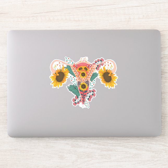 Floral Uterus Anatomy Sticker, Flower Feminist  Sticker (Computer)