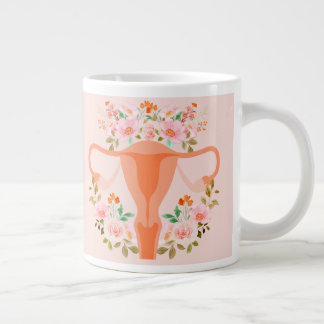 Floral Uterus Mug- (Peach)  Giant Coffee Mug