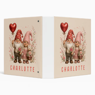 Floral Valentine Gnomes Custom 3 Ring Binder