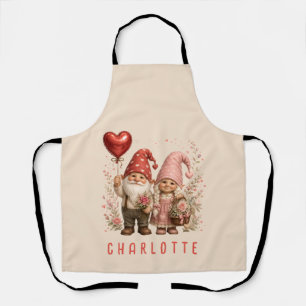 Floral Valentine Gnomes Custom Apron