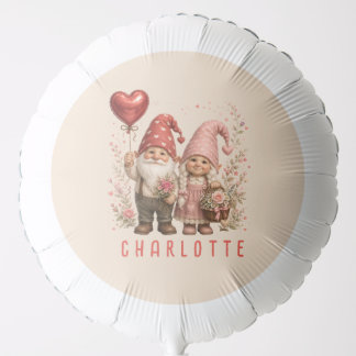 Floral Valentine Gnomes Custom Balloon