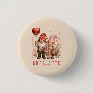 Floral Valentine Gnomes Custom Button