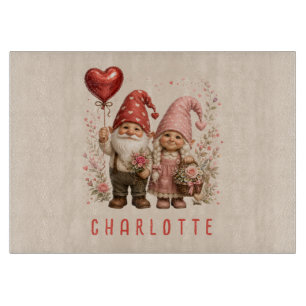 Floral Valentine Gnomes Custom Cutting Board