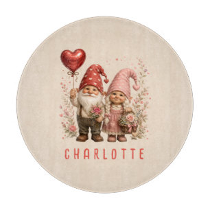 Floral Valentine Gnomes Custom Cutting Board