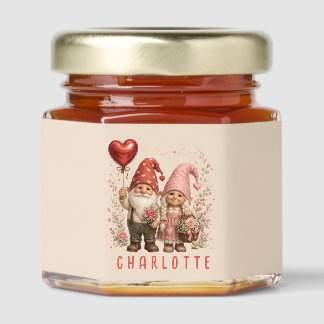 Floral Valentine Gnomes Custom Honey Jar Favors