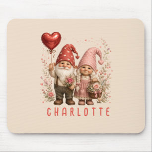 Floral Valentine Gnomes Custom Mouse Pad