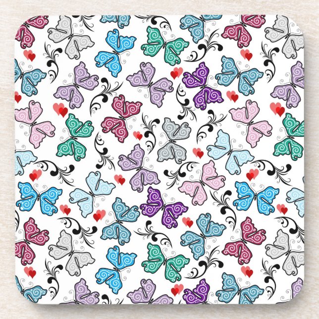 Floral Valentine Pattern Beverage Coaster (Front)