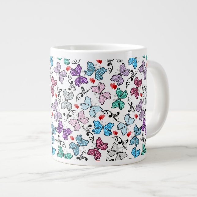 Floral Valentine Pattern Giant Coffee Mug (Front Right)